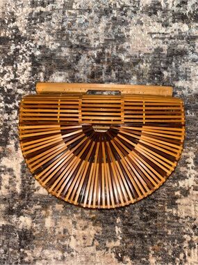 Bamboo Half-Moon Handbag in Natural Brown
